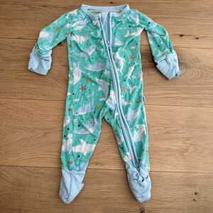 Little Sleepies Teal/Blue shark Footie newborn size